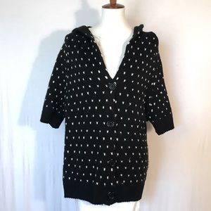 Papaya Black & White Dot Cardigan with Red Bow Detail Size L